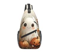 Bedbliss Mochila cruzada para el hombro, bolsa de pecho, gimnasio, viajes, senderismo, mochila casual, Calabaza fantasma de Halloween 17, Talla única