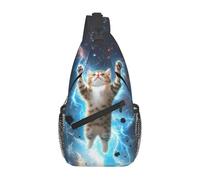 Bedbliss Mochila cruzada para el hombro, bolsa de pecho, gimnasio, viajes, senderismo, mochila casual, Cool Lightning Cat 11, 19x9x39cm