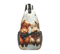 Bedbliss Mochila cruzada para el hombro, bolsa de pecho, gimnasio, viajes, senderismo, mochila casual, Cute Highland Cows 6, Talla única