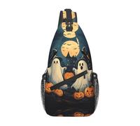 Bedbliss Mochila cruzada para el hombro, bolsa de pecho, gimnasio, viajes, senderismo, mochila casual, Halloween Ghost 6, 19x9x39cm