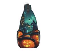 Bedbliss Mochila cruzada para el hombro, bolsa de pecho, gimnasio, viajes, senderismo, mochila casual, Halloween 12, Talla única