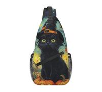 Bedbliss Mochila cruzada para el hombro, bolsa de pecho, gimnasio, viajes, senderismo, mochila casual, Halloween Black Cat 8, Talla única