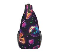 Bedbliss Mochila cruzada para el hombro, bolsa de pecho, gimnasio, viajes, senderismo, mochila casual, Neon Ice Cream 14, 19x9x39cm