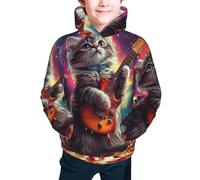 Bedbliss Sudaderas con capucha para niños y niñas con bolsillo, Galaxy Pizza Cat 13, 17-18 años
