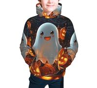 Bedbliss Sudaderas con capucha para niños y niñas con bolsillo, Happy Halloween 4, 17-18 años