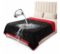 Bedding Aid Manta impermeable para cama, manta a prueba de manchas, diseño a prueba de agua y sin desorden, perfecta para parejas, por amor y comodidad (152 x 203 cm, rojo y negro)