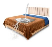 Bedding Aid Manta Impermeable tamaño King, Franela Impermeable, King para Cama, Reversible a Prueba de Agua de Doble Cara (90 x 108 Pulgadas, Beige/Azul)