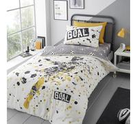 Bedding Bedlam - Juego de Funda de edredón y Funda de Almohada para Cama Individual (200 x 140 cm), Reversible (2 diseños), diseño de fútbol, 1 Funda de edredón y 1 Funda de Almohada