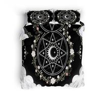 Bedding Sol, Luna y Estrellas, Juego de Funda Edredon Pentagrama de luna de 135x200cm microfibra suave y transpirable con cremallera oculta y estampado doble cara 1 Copripiumino e 2 Federe 50x75cm