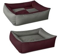 BedDog 2en1 colchón para Perro MAX Quattro L Aprox. 80x65 cm, 8 Colores, Cama, sofá,Cesta para Perro, Burdeos/Gris