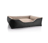 BedDog Perro/Gato Cama Teddy S à XXXL, 14 Colores a Elegir, de Cordura y Microfibra, Cama para Perros Lavable, cojín para Perros, para Interiores y Exteriores, tamaño XL, Negro/Beige