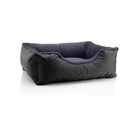 BedDog Perro/Gato Cama Teddy S à XXXL, 14 Colores a Elegir, de Cordura y Microfibra, Cama para Perros Lavable, cojín para Perros, para Interiores y Exteriores, tamaño M, Negro/Gris