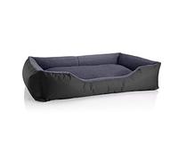 BedDog Perro/Gato Cama Teddy S à XXXL, 14 Colores a Elegir, de Cordura y Microfibra, Cama para Perros Lavable, cojín para Perros, para Interiores y Exteriores, tamaño XXL, Negro/Gris