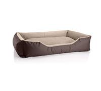 BedDog Perro/Gato Cama Teddy S à XXXL, 14 Colores a Elegir, de Cordura y Microfibra, Cama para Perros Lavable, cojín para Perros, para Interiores y Exteriores, tamaño XXL, Marron/Beige