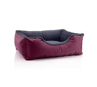 BedDog Perro/Gato Cama Teddy S à XXXL, 14 Colores a Elegir, de Cordura y Microfibra, Cama para Perros Lavable, cojín para Perros, para Interiores y Exteriores, tamaño M, Burdeos/Gris