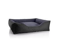 BedDog Perro/Gato Cama Teddy S à XXXL, 14 Colores a Elegir, de Cordura y Microfibra, Cama para Perros Lavable, cojín para Perros, para Interiores y Exteriores, tamaño XL, Negro/Gris