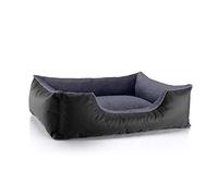 BedDog Perro/Gato Cama Teddy S à XXXL, 14 Colores a Elegir, de Cordura y Microfibra, Cama para Perros Lavable, cojín para Perros, para Interiores y Exteriores, tamaño L, Negro/Gris