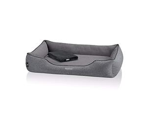 BedDog Premium Cama ortopédica para Perro Clara, Espuma con Memoria, sofá para Perro, Felpa de Regalo - Rock (Gris)