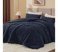 BEDELITE Juego de edredón Esponjoso tamaño King, edredón Suave de Forro Polar Azul Marino para Cama tamaño King, Juego de Ropa de Cama cálido de Lujo para Invierno, Juego de Cama Mullido de 3 Piezas