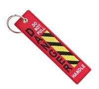 BedEuu 1 llavero de aviación al por mayor con texto en inglés "Do Not Pull Danger Remove Before Flight" en ambos lados bordado para llave de coche, Diseño 15, 13 cm