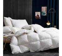 BedFabtasy Edredón doble de 9 tog, edredón de plumas de ganso de lujo, funda de algodón 100% orgánico y tela a prueba de plumón, edredón doble de calidad de hotel con 8 pestañas en las esquinas,