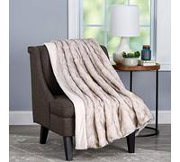 Bedford Home Manta de Piel de Lobo Respaldo de visón sintético y Caja de Regalo, Lujosa, Suave, hipoalergénica, 60 x 70 Pulgadas, 60 x 70 Pulgadas, Color Blanco Perla