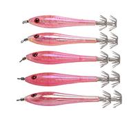 Bediffer Anzuelos de Calamar de Simulación, 5 uds., Cebo Artificial Duradero para Equipo de Pesca, Diseño Ligero y Portátil de Doble Gancho (#2)