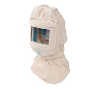 Bediffer Capucha de Chorro de con Casco de Seguridad para una Protección Eficaz contra el Polvo en el Lijado y Pulido - Lona Beige - 1 Unidad