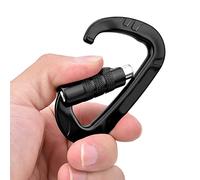 Bediffer Clip de Mosquetón en Forma de D de Aluminio 7075 Hebilla Ligera de 12 KN para Hamacas y Columpios 8x4,6 Cm - Negro (Negra)