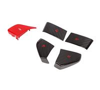 Bediffer Cubierta del Botón del Volante, Decoración Elegante, Embellecedor de Botón de Volumen para C8 2020 en Adelante, Fibra de Carbono ABS, 5 uds. (Roja)