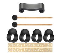 Bediffer Juego de Accesorios para Tambor de Lengua de 9 Piezas para Tambores de Mano con Mazos Duraderos, Fundas de Silicona para los Dedos y Pegatinas de Notas, Ideal para Músicos