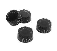Bediffer Juego de Repuesto de Perilla de Guitarra, 4 Uds., Perilla de Control de Volumen de Plástico Profesional para Guitarras y Bajos Americanos de 24 Estrías (Negro)