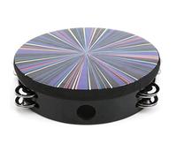 Bediffer Pandereta de Mano, Instrumento Colorido de Doble para Niños, Tambor de Madera Maciza de 8 Pulgadas, Aprender Música (Rayo Colorido)