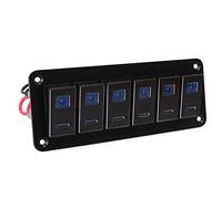 Bediffer Panel de Interruptor Basculante de 6 Bandas, Impermeable, Retroiluminado Azul para Coche, Camión, RV, Barco, DC12 V-24 V, Panel de Interruptor Marino Universal, Material de Aleación de