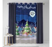 Bedlam Cortina de Puerta con Ojales Que Brillan en la Oscuridad con diseño navideño Que Brilla en la Oscuridad - 138 x 214 cm