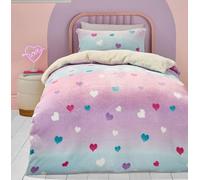 Bedlam - Funda de edredón de Forro Polar con diseño de corazón Rosa, tamaño Individual (140 x 200 cm), Funda de edredón Suave y acogedora para niñas, Ropa de Cama arcoíris con corazón de Amor para