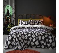 Bedlam Funda Nórdica Polar de Fantasmas Halloween Tamaño Individual (140 x 200cm) - Diseño Reversible - Teddy Fleece Suave y Cálido en Blanco - Ropa de Cama de Fantasmas - Decoraciones de Halloween