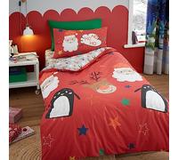 Bedlam - Ho Ho Ho - Juego de Funda nórdica Reversible - Tamaño Cama Individual en Color Rojo