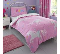 Bedlam Juego de Funda de edredón Reversible con Estampado de Unicornio Que Brilla en la Oscuridad, 2 Piezas, Multicolor, Individual