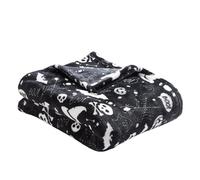 Bedlam - Manta polar de Halloween (120 x 150 cm) - Cuadros negros súper suaves con murciélagos y calaveras espeluznantes - Acogedor Snuggy para decoraciones de Halloween