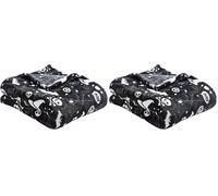 Bedlam Manta Polar de Halloween (120 x 150cm) - Súper Suave y Cálida - Manta de Lana Negra con Murciélagos y Calaveras - Mantas y Plaids de Halloween (Snuggy) - Decoraciones de Halloween