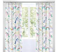 Bedlam Rainbow Unicorn-Pair of Pencil Pleat Curtains, Multicolour, 66" Width x 72" Drop (168 x 183cm)