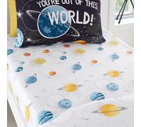 Bedlam - Sábana bajera para cama de espacio exterior - Sábana bajera individual (190 x 90 x 25 cm) - Sábana bajera ajustable para niños - Sábana bajera ajustable de galaxias y planetas - Sábana bajera