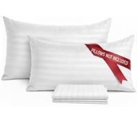 BedLooms Paquete de 2 Fundas de Almohada Blancas - Fundas de Almohada a Rayas con Cierre de sobre 100% Microfibra 50x75 cm Funda de Almohada antialérgica de Calidad hotelera Premium