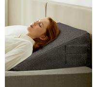 Bedluxe Almohada de cuña para dormir, soporte elevado de 25,5 cm, almohada triangular transpirable con espuma viscoelástica refrescante, funda extraíble y lavable, negro