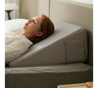 Bedluxe Almohada de cuña para dormir, soporte elevado de 30,5 cm, almohada triangular transpirable con espuma viscoelástica refrescante, funda extraíble y lavable, gris