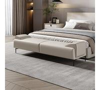 BEDOIN Banco tapizado para el final de la cama, reposapiés de piel con reposabrazos, taburetes para sala de estar, reposapiés tapizado, sofá y cama, escalón C-120 cm
