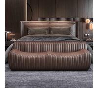 BEDOIN Banco tecnológico de tela para dormitorio, otomano al final de la cama, diseño moderno y contemporáneo, taburete tapizado, banco largo para dormitorio, ventanas, pasillo, color marrón