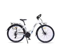 BEDOIN Bicicleta De Carretera De Carbono, Bicicleta Híbrida para Terrenos Gravosos, Bicicleta De Fibra 700C con Grupo De 24 Velocidades White