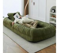 BEDOIN Cama de Frijoles Grande Plegable para Adultos, Sofá de Piso Extra Grueso con Respaldo Ajustable de 6 Posiciones, Cama de Perro Humana Grande con A-M